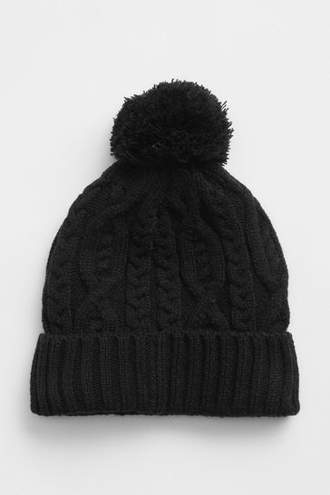 Buy Gap Black Kids Cable Knit Pom Beanie from Next Ireland