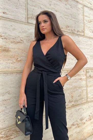 Black wrap shop front jumpsuit