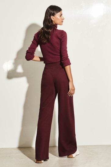 Buy Lipsy Berry Red Petite High Waist Wide Leg Tailored Trousers from Next Denmark