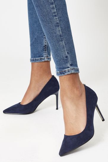 Navy block heel best sale court shoes