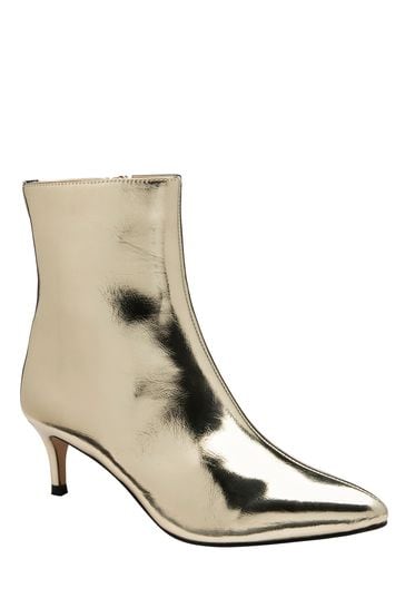 Ravel Gold Stiletto-Heel Zip-Up Ankle Boots