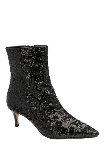 Buy Ravel Black Sequin Stiletto Heel Zip Up Ankle Boots from Next