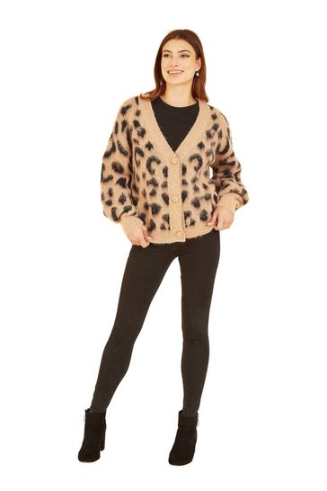 Brushed shop leopard cardigan