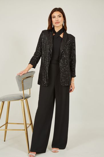 Black sequin discount pants suit
