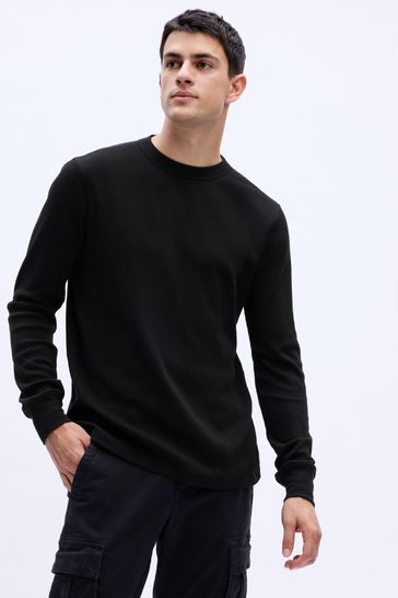 Men's waffle crew best sale neck long sleeve