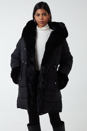 Blue Vanilla Black Fur Coat