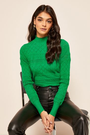 High neck long sleeve sweater outlet
