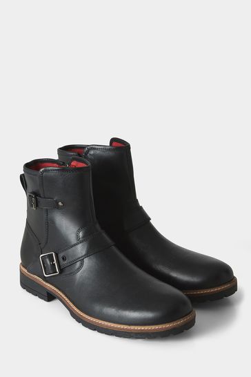 Joe Browns Black Leather Chelsea Style Biker Boots