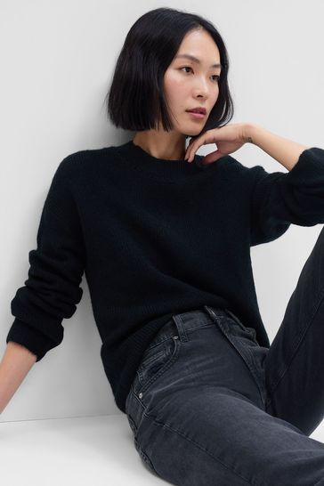 Black ribbed crew neck jumper clearance