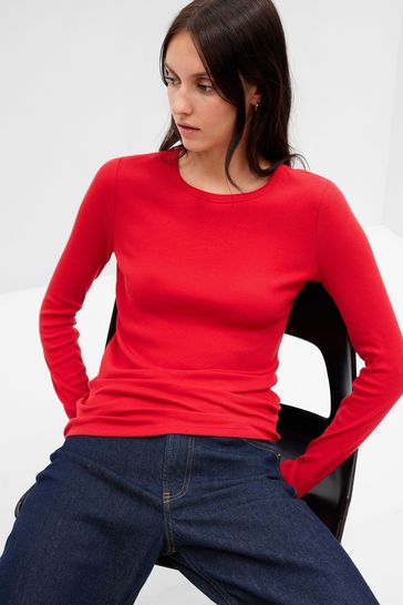 Bright red long deals sleeve shirt
