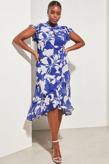 Lipsy printed floral fitted flare dress clearance