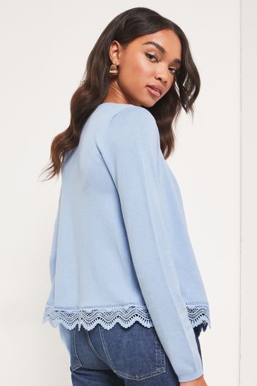 Buy Lipsy Blue Short Lace Hem Knitted Cardigan from Next Croatia