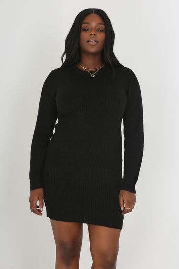 Buy Brave Soul Black Plus Size Fisherman Knit Jumper Dress from