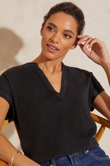Black v neck tee shirts clearance