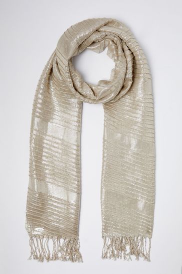 Lipsy Gold Pleated Lightweight Scarf