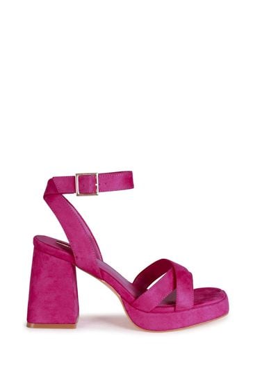 Linzi Pink Giselle Platform Heeled Sandal With Cross Front Straps