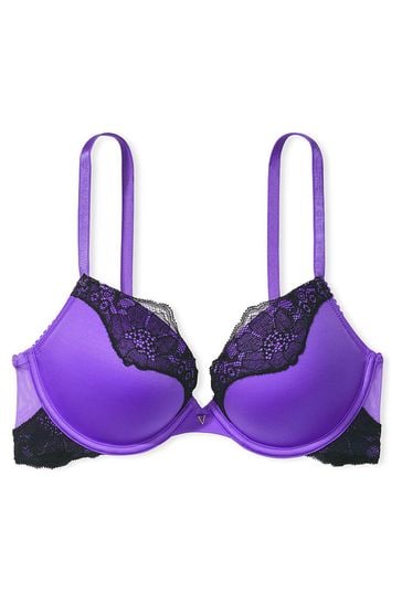 Buy Victoria's Secret Luscious Lavender Purple Lace Trim Push Up Bra from  Next Sweden