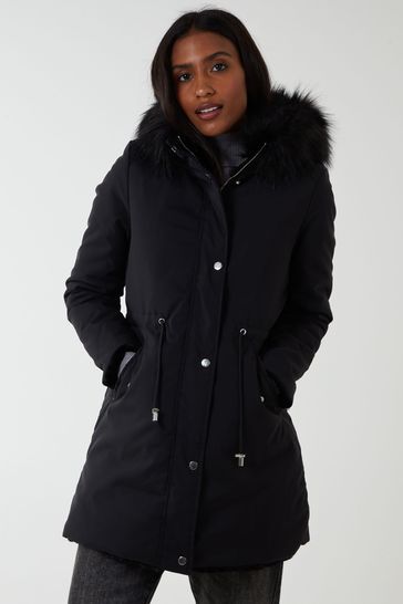 Blue Vanilla Black Reversable Fur & Trench Jacket