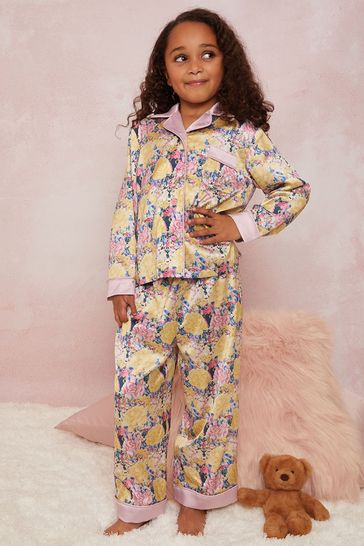 Chi Chi London Pink & Yellow Floral Print Pyjamas - Girls