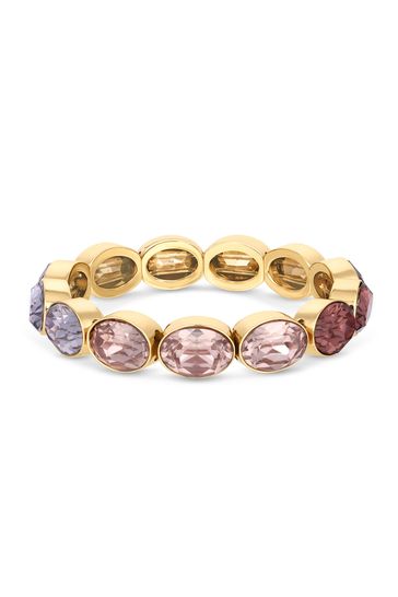 Lipsy Jewellery Gold Tonal Stone Set Stretch Bracelet