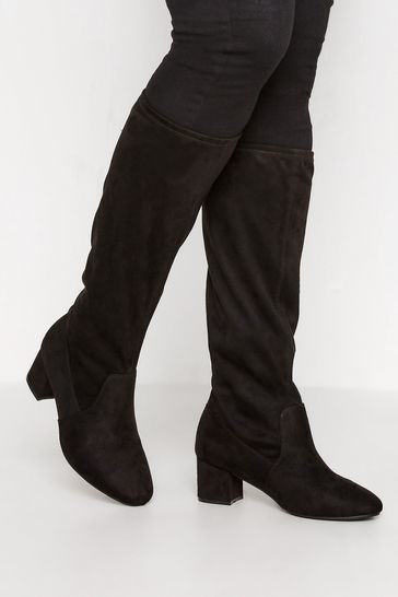 Yours Curve Black Extra Wide Fit Extra-Wide Fit Stretch Knee High Boots