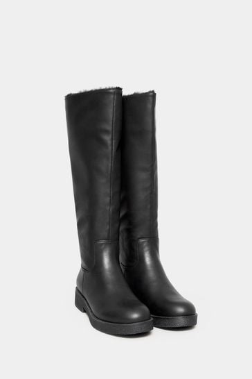 Fur lined discount wide calf boots