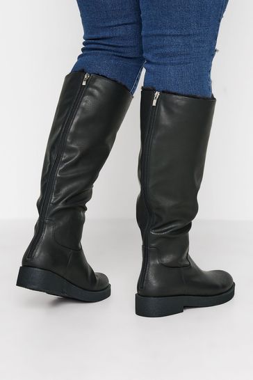 Fur lined deals wide calf boots