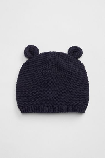 Gap Sombrero de gorro de punto azul marino Brannan Bear Ribbed Baby Beanie