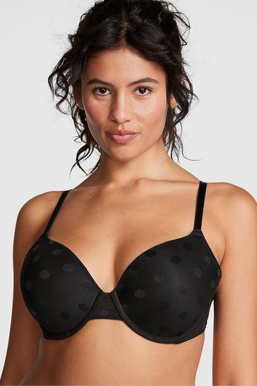 Buy Victoria's Secret PINK Pure Black Dot Mesh Lightly Lined Demi Bra from  Next Luxembourg
