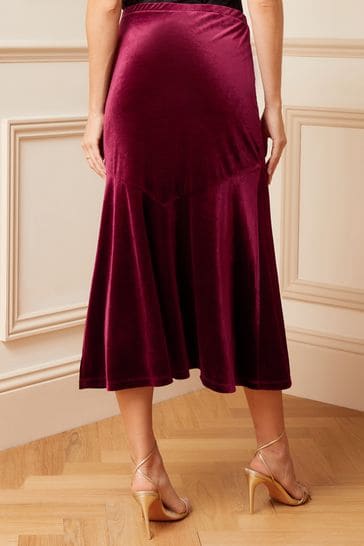 Petite velvet shop midi skirt