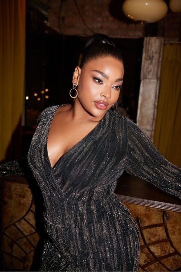 Black wrap online party dress