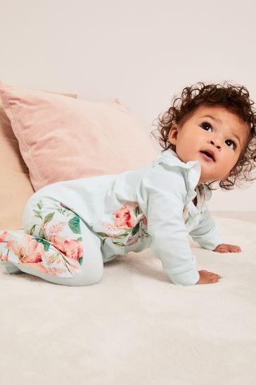 Buy Lipsy Blue Floral Baby Sleepsuit from Next Luxembourg