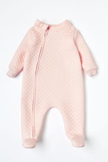 Lipsy Pink Baby Quilted Sleepsuit