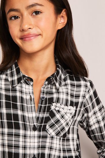 Black white check shirt womens online
