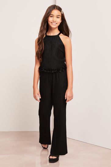 Lipsy Black Plisse Top And Trousers Party Set