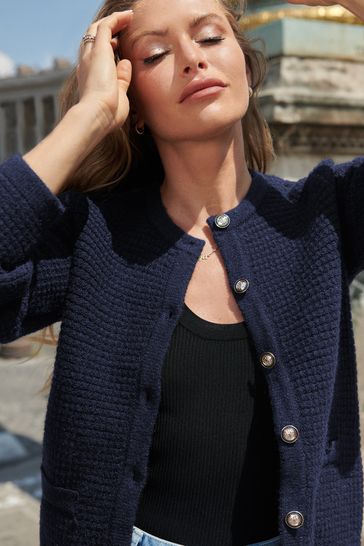 Ladies navy blue cardigan online