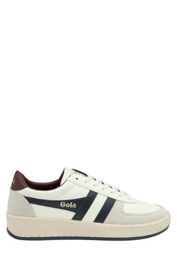 Gola White Grandslam Classic Leather Lace-Up Trainers