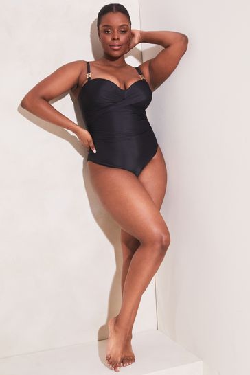 Buy Lipsy Black Curve Ruched Spa Tummy Control Swimsuit from Next