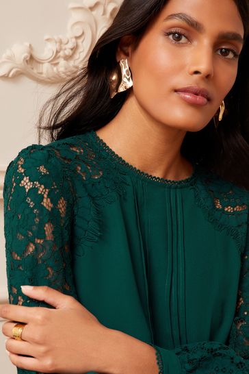Long sleeve lace top outlet dress