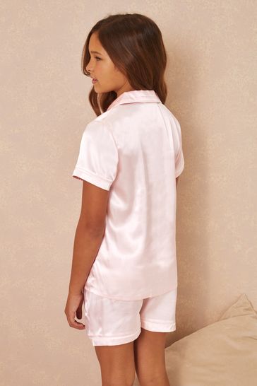 Pink satin pyjamas cheap