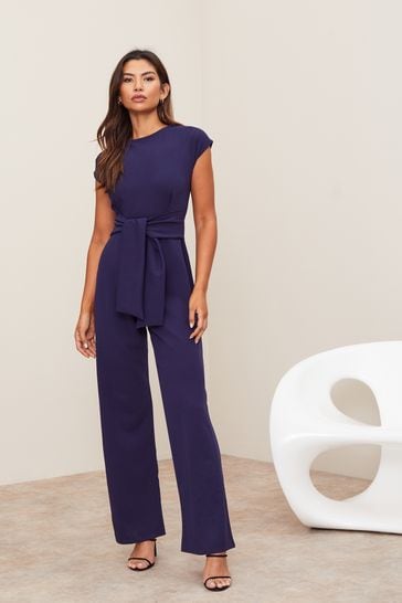 Buy Lipsy Navy Blue Petite Summmer Puff Sleeve Tie Waist Jumpsuit from Next  India