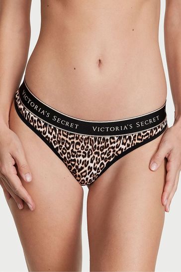 Victoria's Secret Basic Instincts Leopard Thong Logo Knickers
