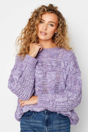 Long Tall Sally Purple Long Sleeve Cable Knitted Jumper