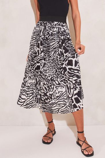 Lipsy zebra shop print pleated skirt