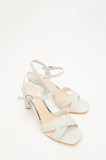 Buy Quiz Silver Shimmer Cross Strap Heeled Sandals from Next