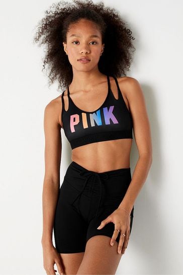 Buy Victoria's Secret PINK Pure Black Rainbow Ultimate Strappy Back Lightly  Lined Bra from Next Denmark
