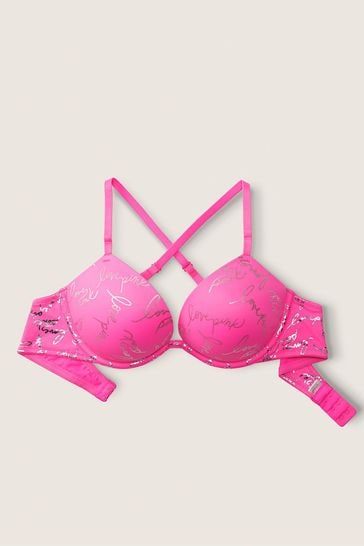 Buy Victoria's Secret PINK Atomic Pink Script Smooth Super Push Up Bra from  Next Ireland