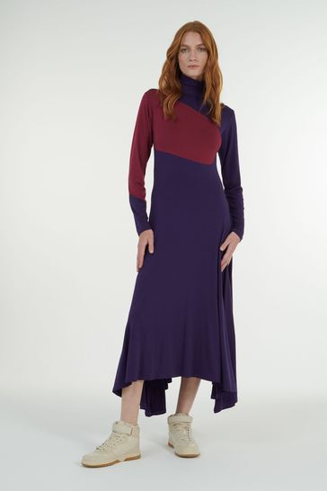 high neck jersey dress