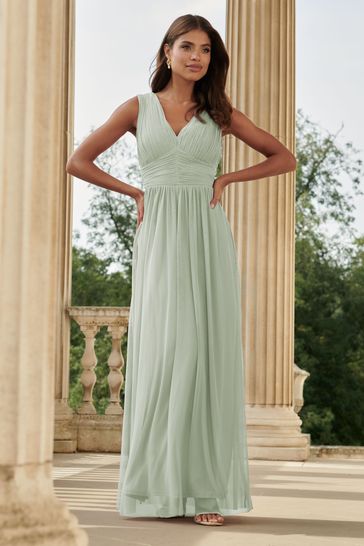 Lipsy Green Empire Sleeveless Bridesmaid Maxi Dress