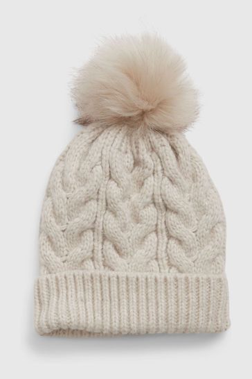 Gap Cream Kids Cable-Knit Pom Beanie